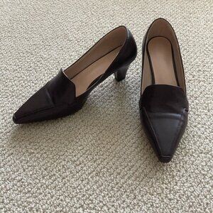 Women’s Kitten Heels Pumps Brown High Heel Shoes Size 8 Vegan Leather Work Mini